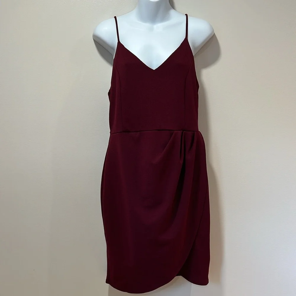 Lulu’s Forever Your Girl Maroon Wine  Bodycon Dress - Picture 3 of 11